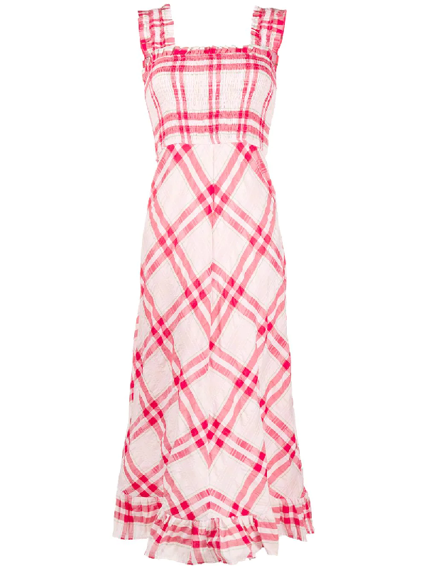 ganni red check dress