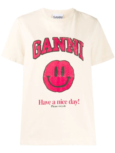 Shop Ganni Isoli Printed T-shirt In Neutrals