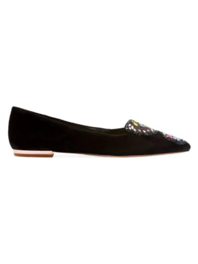 Shop Sophia Webster Butterfly Glitter Embellished Flats In Black Multi