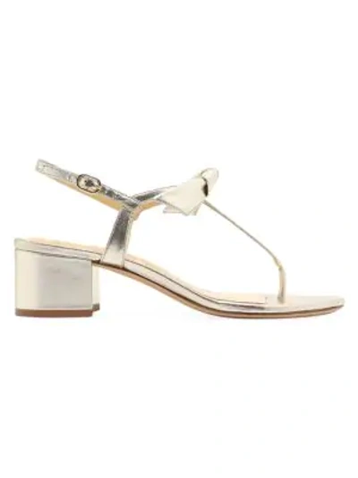 Shop Alexandre Birman Clarita Bow Metallic Leather Thong Sandals In Golden