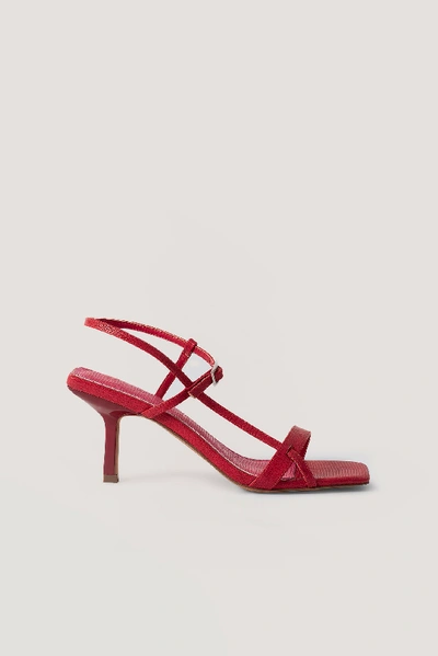Shop Na-kd Strappy Buckled Heels - Red In Dusty Red