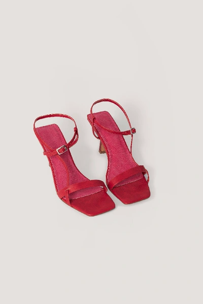 Shop Na-kd Strappy Buckled Heels - Red In Dusty Red