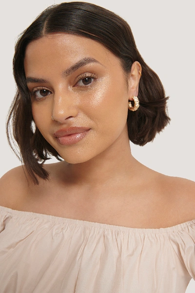 Shop Na-kd Double Pack Hammered Chubby Hoops - Gold