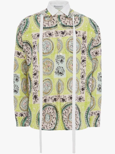 Shop Jw Anderson Mystic Paisley Printed Pop Over Long Sleeve Shirt In Green