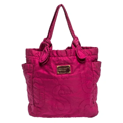 Pre-owned Marc By Marc Jacobs Fuchsia Nylon Medium Pretty Tate Tote In Pink