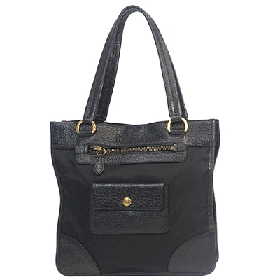 Pre-owned Prada Black Tessuto Nylon Leather Tote Bag