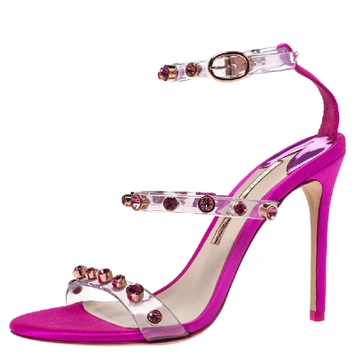 Pre-owned Sophia Webster Fuchsia Pvc And Satin Ankle Strap Sandals Size 37 In Pink