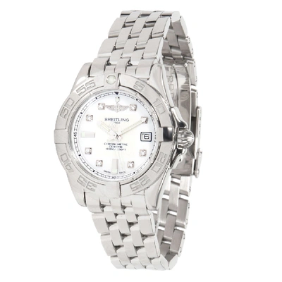 Pre-owned Breitling White Diamond And Stainless Steel Galactic A71356l2/a708 Women's Wristwatch 32mm