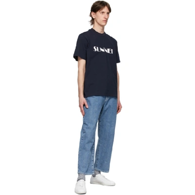 Shop Sunnei Navy Logo T-shirt In Dark Blue