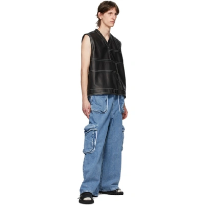 Shop Sunnei Black Leather V-neck Vest