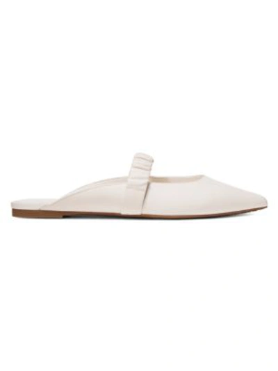 Shop Michael Kors Raleigh Flat Leather Mules In Light Cream
