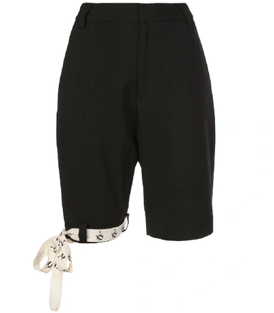 Shop Monse Upside Down Ribbon Hem Shorts In Black