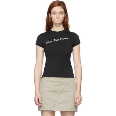 Shop Coperni Black Glitter 'eat Sleep Rave' Fitted T-shirt