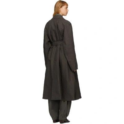 Shop Lemaire Grey Linen Trench Coat In 993 Raven