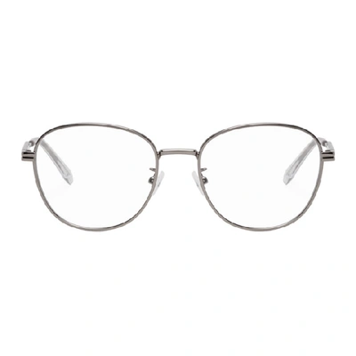 Shop Bottega Veneta Silver Round Glasses In 003 Rutheni