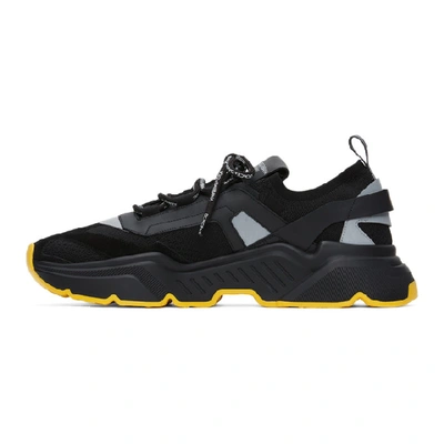 Shop Dolce & Gabbana Dolce And Gabbana Black Stretch Knit Daymaster Sneakers In 8b956 Nero
