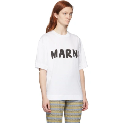 Shop Marni White Logo T-shirt In Low01 White
