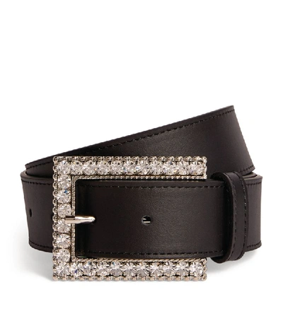 Shop Alessandra Rich Belt With Rectangular Crystal Buckle