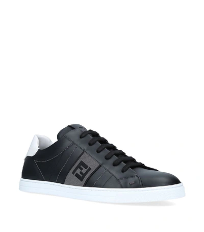Shop Fendi Leather Logo Sneakers