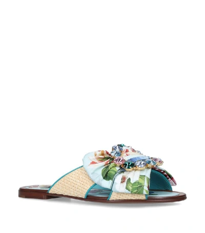 Shop Dolce & Gabbana Crystal-embellished Floral Slides