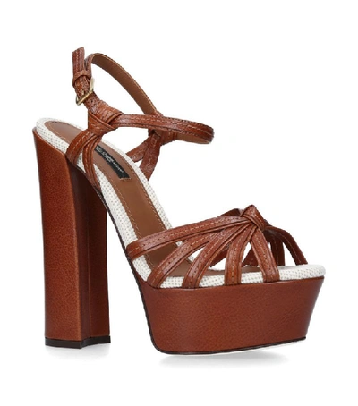 Shop Dolce & Gabbana Leather Platform Sandals 140