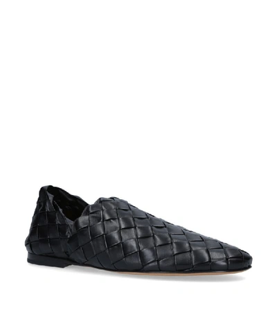 Shop Bottega Veneta Leather Intrecciato Loafers