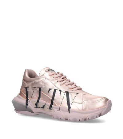 Shop Valentino Leather Vltn Bounce Sneakers