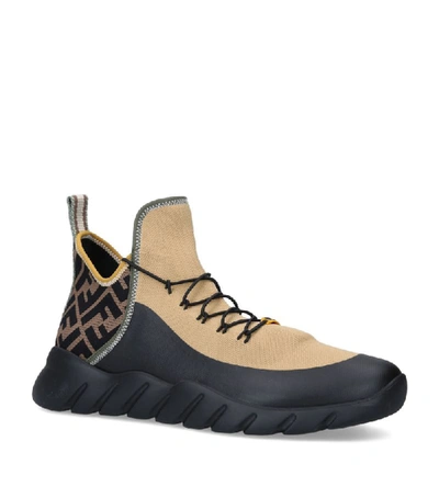 Shop Fendi Tech Knit High-top Sneakers