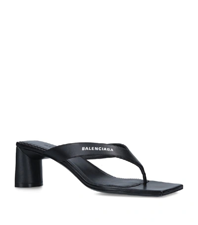 Shop Balenciaga Logo Square Thong Mules 60