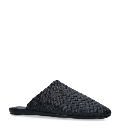 Shop Bottega Veneta Leather Intrecciato Slippers