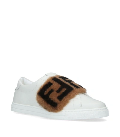 Shop Fendi Ff Sheepskin Strap Sneakers