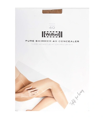 Shop Wolford Pure Shimmer 40 Concealer Tights In Brown
