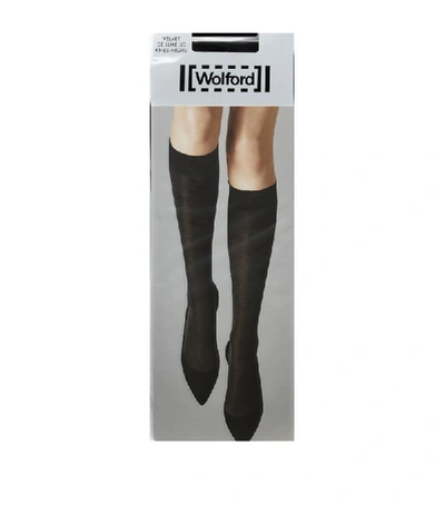 Shop Wolford Knee-high Velvet Deluxe 50 Socks In Black