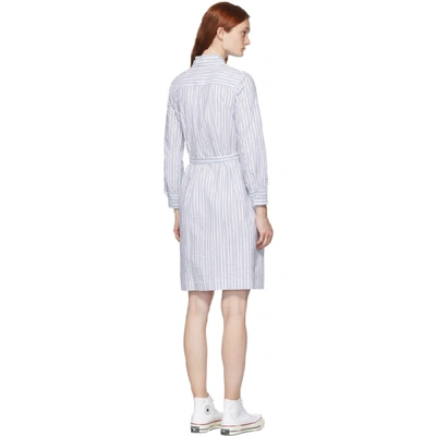 Shop Apc A.p.c. White And Blue Striped Jo Dress In Iaf Blue