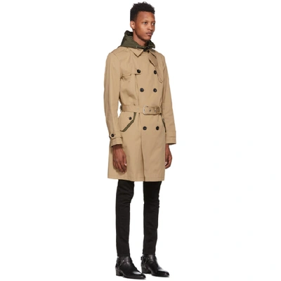 Shop Coach 1941 Beige And Khaki Utility Trench Coat In Khaki/olive