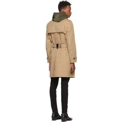 Shop Coach 1941 Beige And Khaki Utility Trench Coat In Khaki/olive