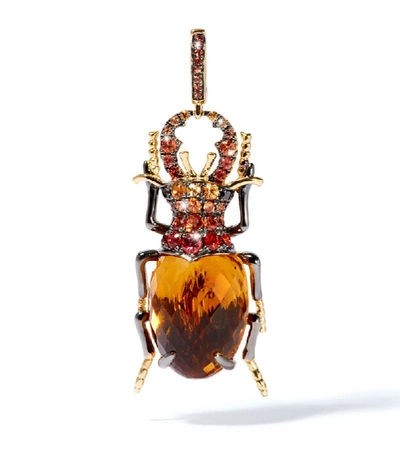 Shop Annoushka Yellow Gold And Citrine Beetle Charm