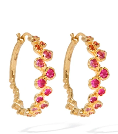 Shop Annoushka Yellow Gold And Sapphire Hidden Reef Hoops