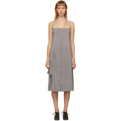 Shop Lemaire Grey Silk Caraco Dress In 988 Fume