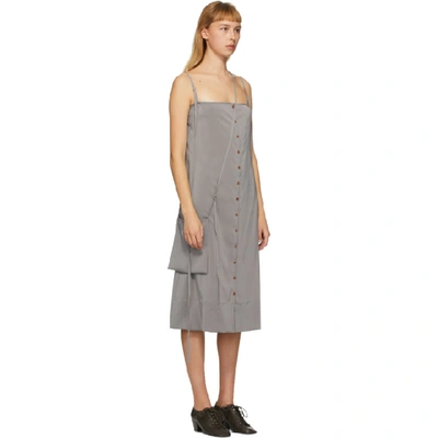 Shop Lemaire Grey Silk Caraco Dress In 988 Fume