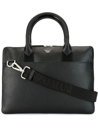 Shop Emporio Armani Aktentasche Mit Logo-schild In Black