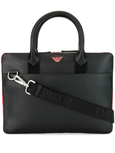 Shop Emporio Armani Logo Plaque Briefcase In Black