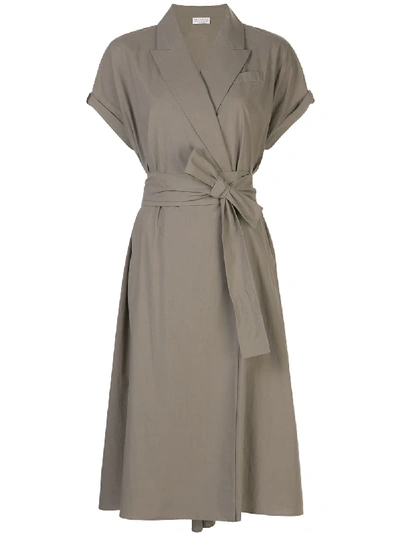 Shop Brunello Cucinelli Wrap-style Dress In C7538 Fango