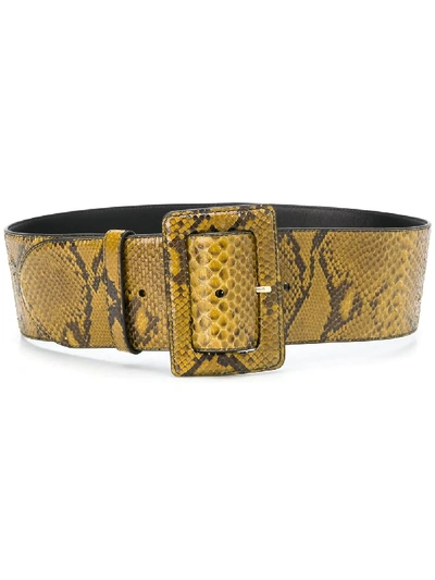 Shop Prada Snakeskin-effect Buckled Belt In Gelb
