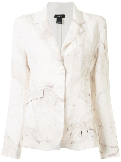 Shop Avant Toi Marbled Print Blazer In White