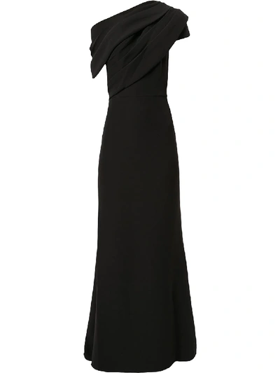 Shop Badgley Mischka Asymmetric Maxi Dress In Black