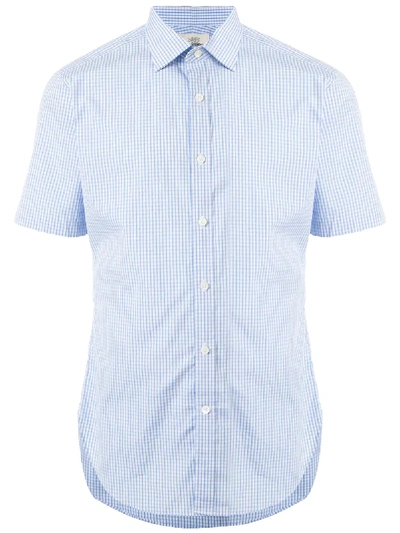 Shop Kent & Curwen Checked Short Sleeve Shirt In Blue