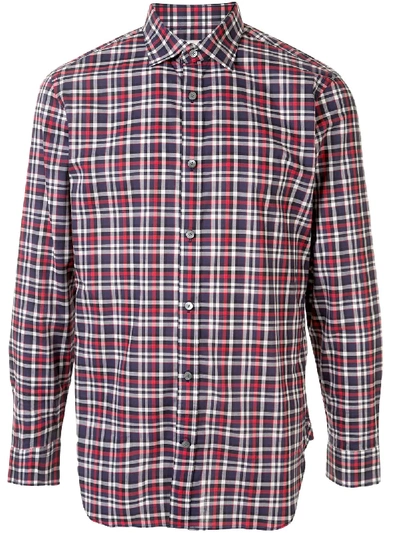 Shop Kent & Curwen Checkered Long Sleeve Shirt In Red