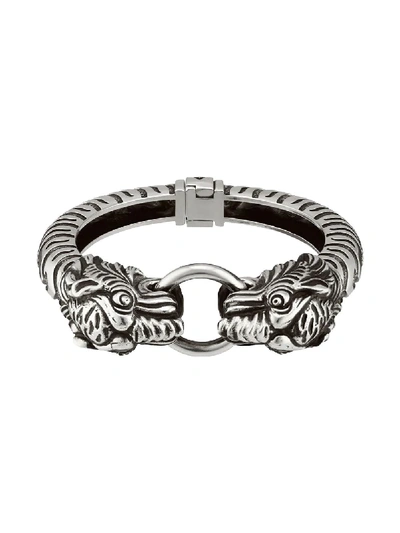 Shop Gucci Garden Cuff Bracelet In Silver