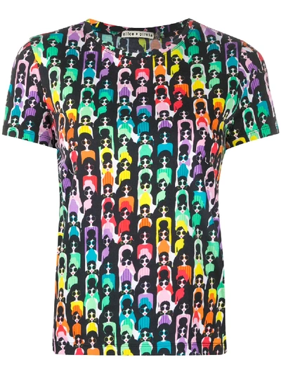 Shop Alice And Olivia Graphic Print T-shirt In Black
